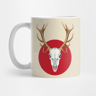 Deer's Skull over red sun Mug